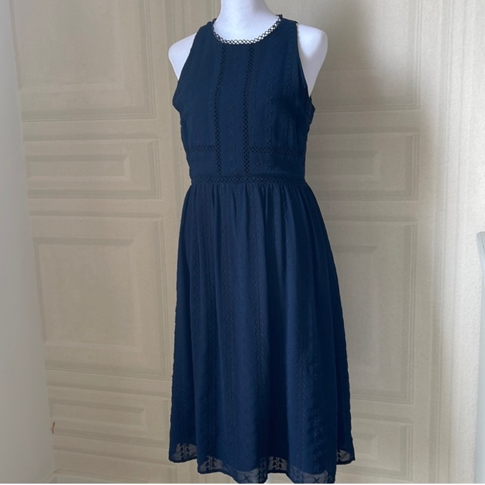 LOFT Elegant Navy Midi Dress